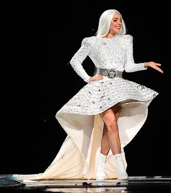 Lady Gaga in Dress with padded Shoulders